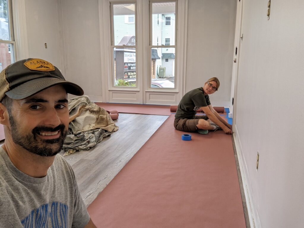 Phil and Heidi preparing to paint